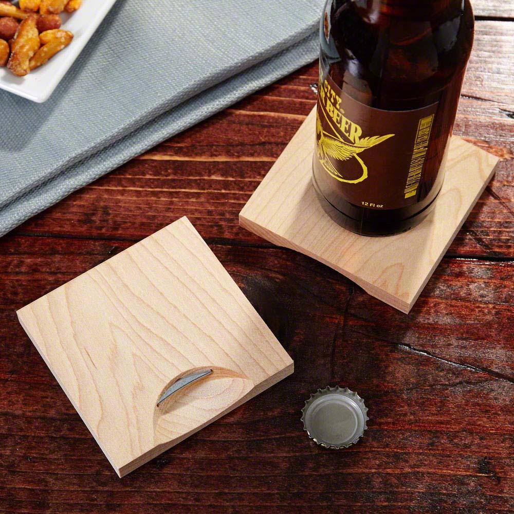 Two-in-One Beer Opening Coasters, Set of 4