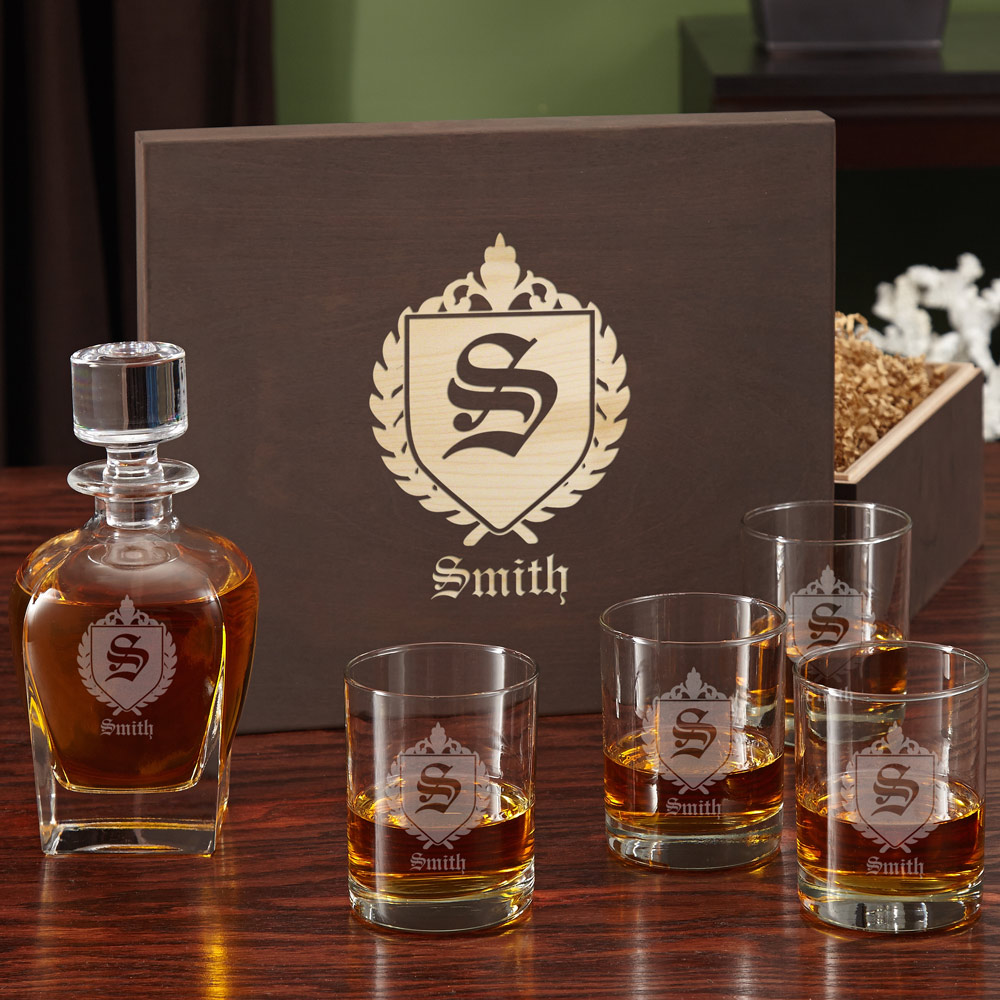 Oxford Custom Decanter Set with Engraved Wood Gift Box