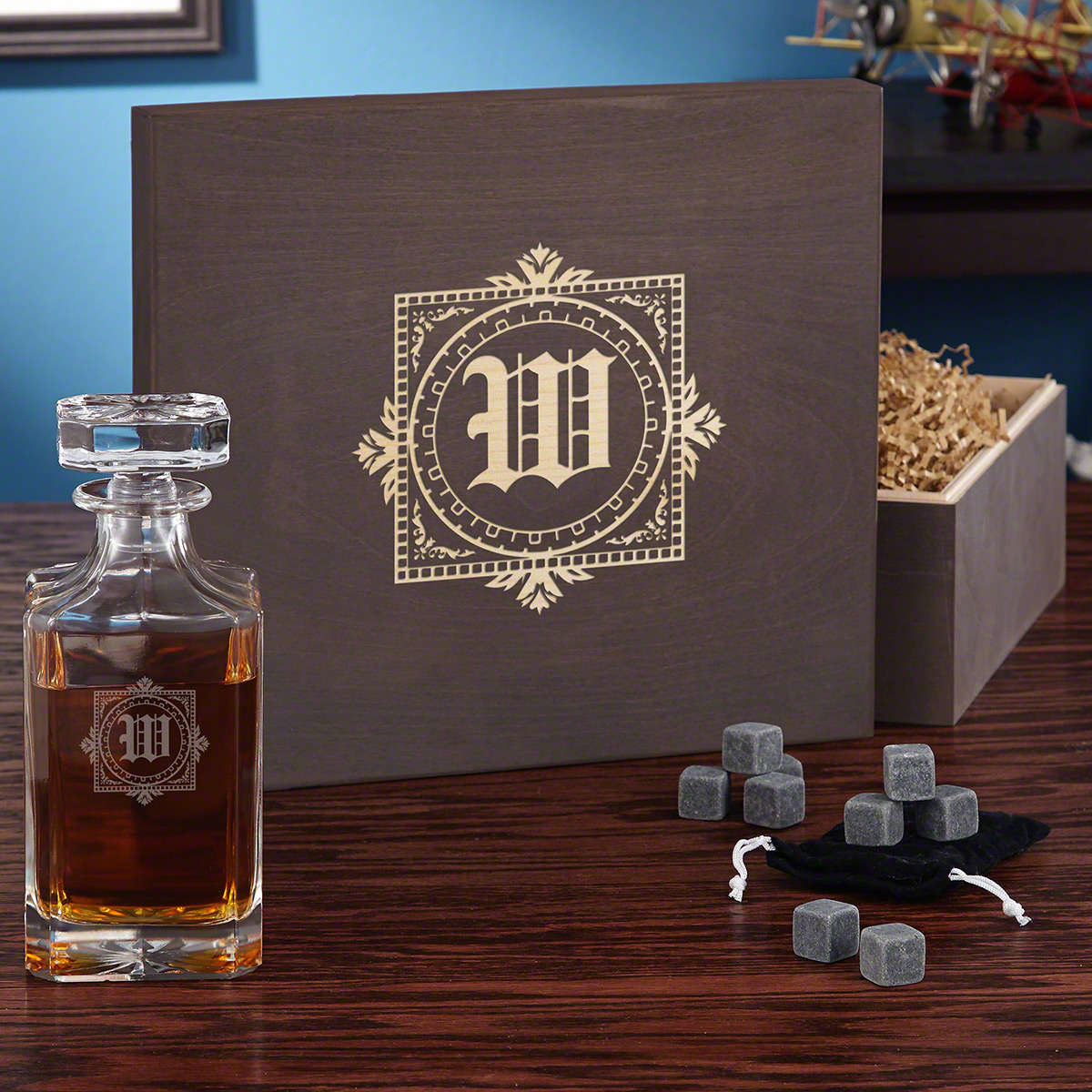 Winchester Engraved Decanter with Whiskey Stones
