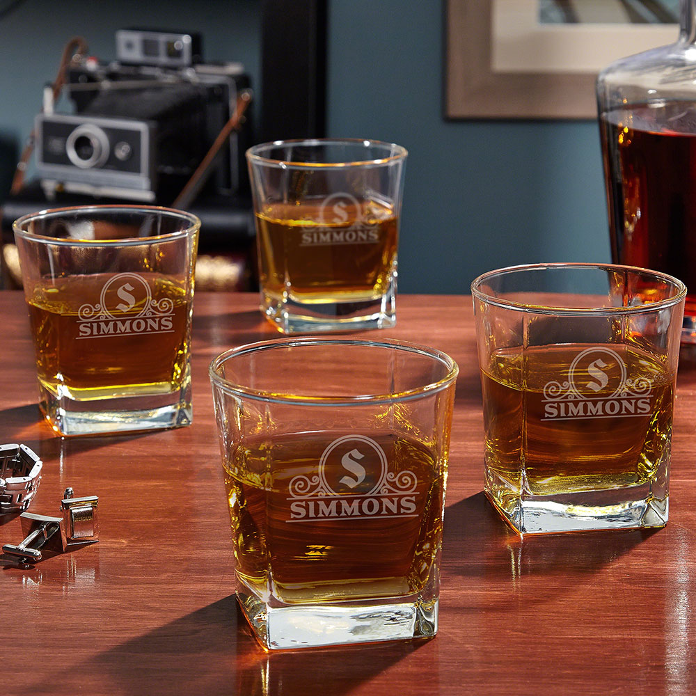 Canton Personalized Rutherford Whiskey Glasses, Set of 4