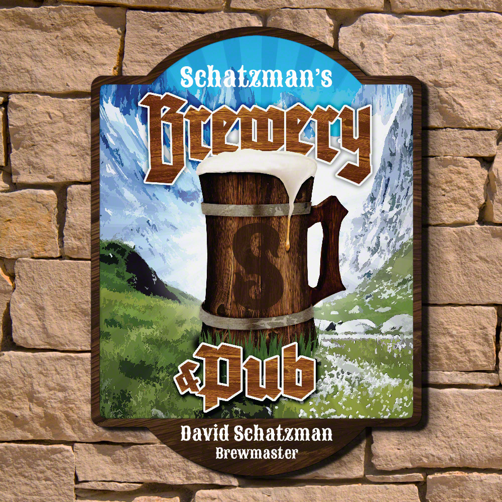 Alpine Brewery & Pub Custom Wooden Sign
