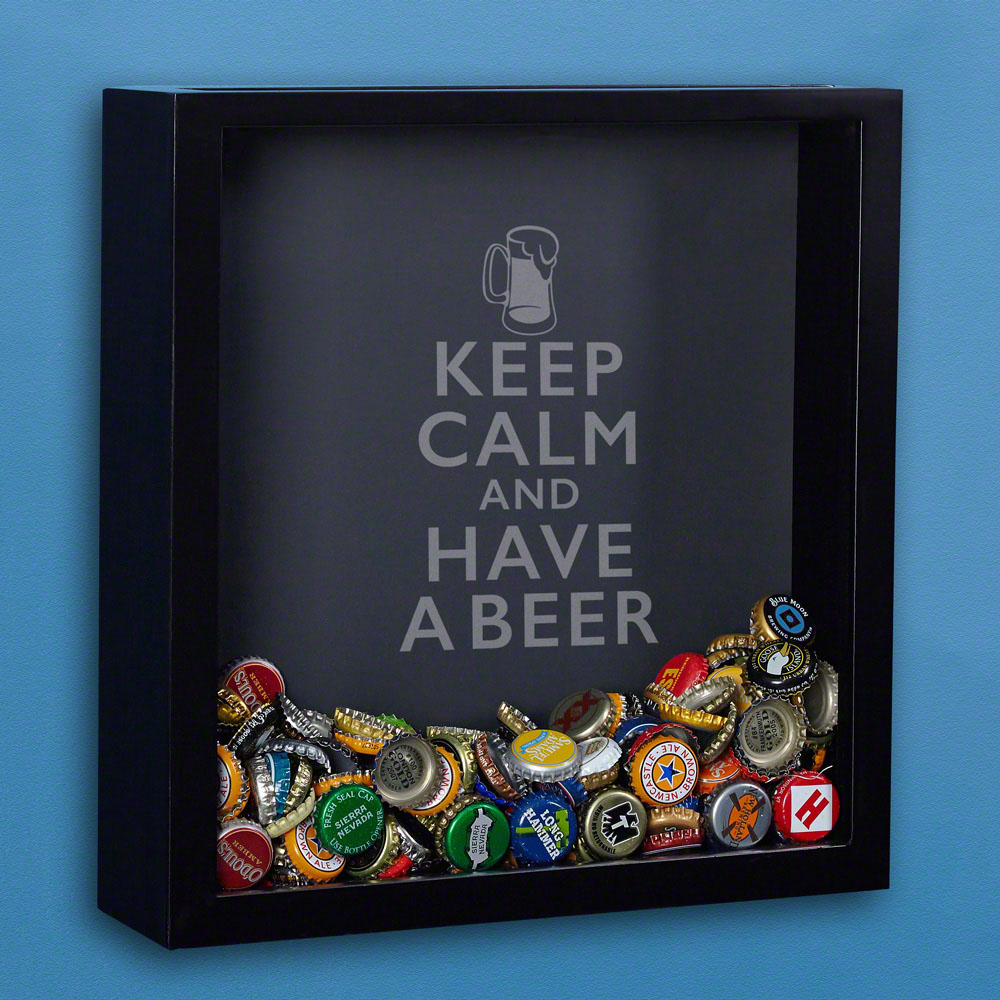 Keep Calm Beer Cap Shadow Box
