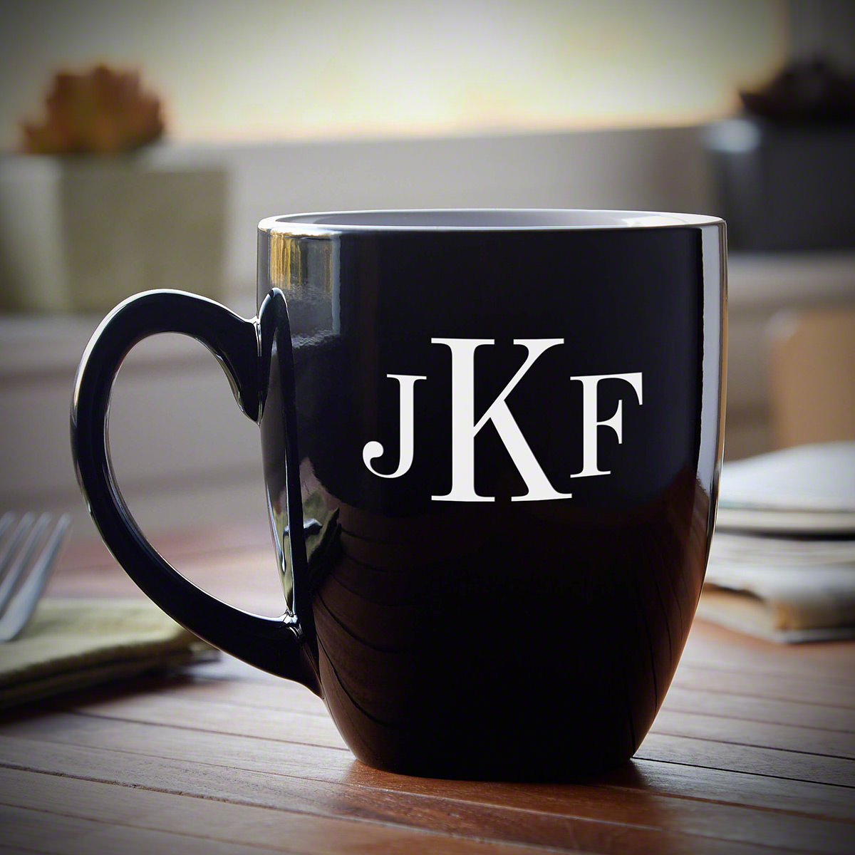 Classic Monogram Personalized Coffee Mug, Black