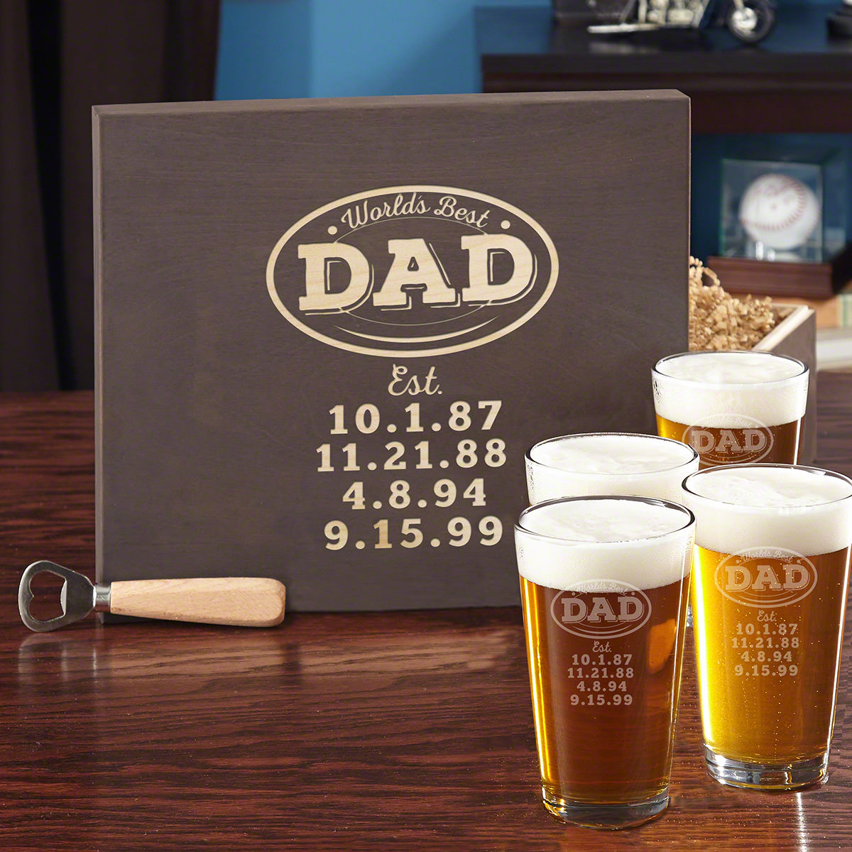 World's Best Dad Personalized Beer Glass Gift Set 