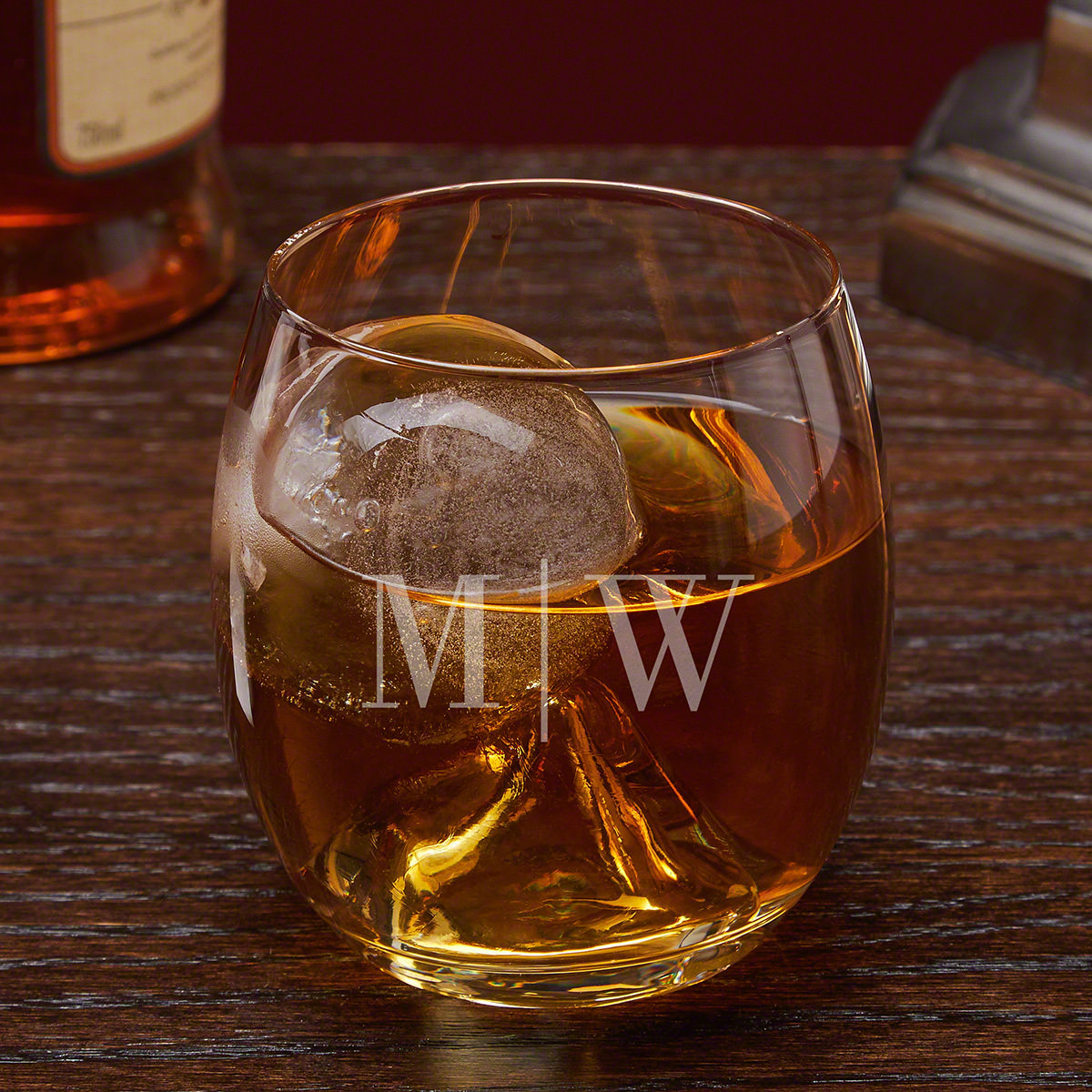 Quinton Personalized Whiskey Glass with Ice Ball