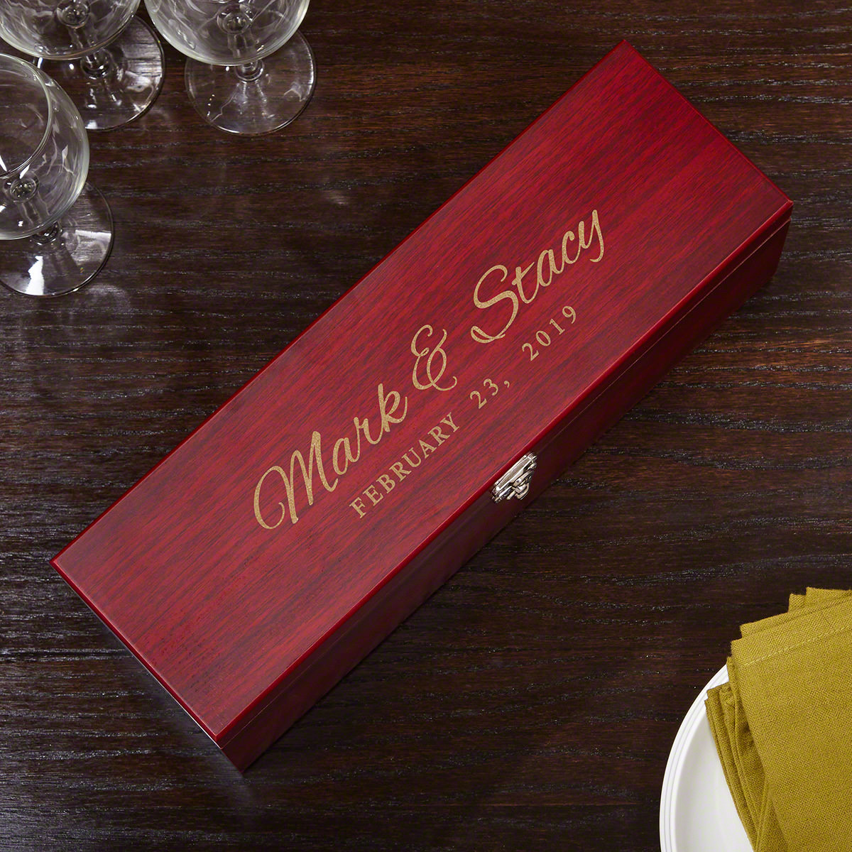 Time to Remember Personalized Wine Bottle Box 