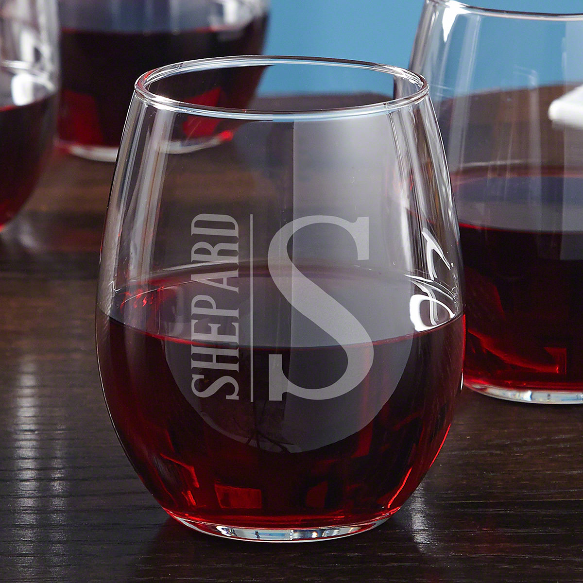 Elton Engraved Stemless Wine Glass