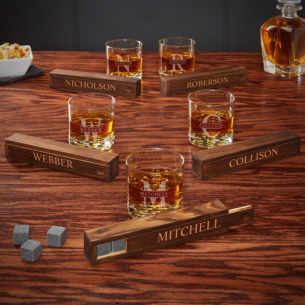Oakmont Whiskey Stone Gift Set of 5 Personalized Groomsmen Gifts