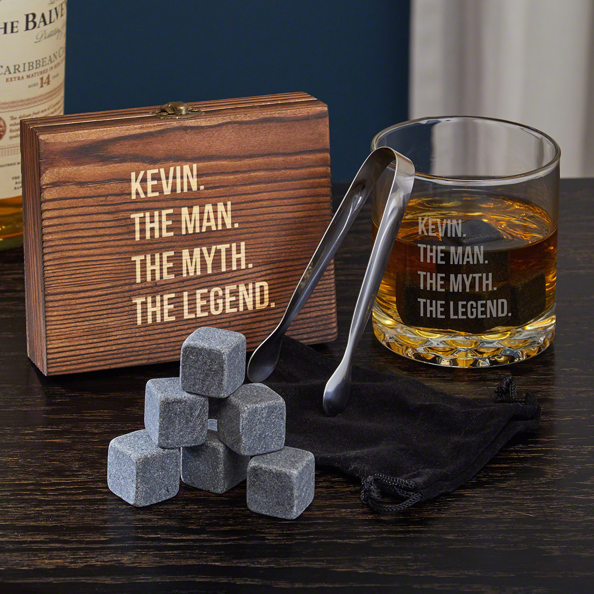 Man Myth Legend Custom Whiskey Stones Gift Set