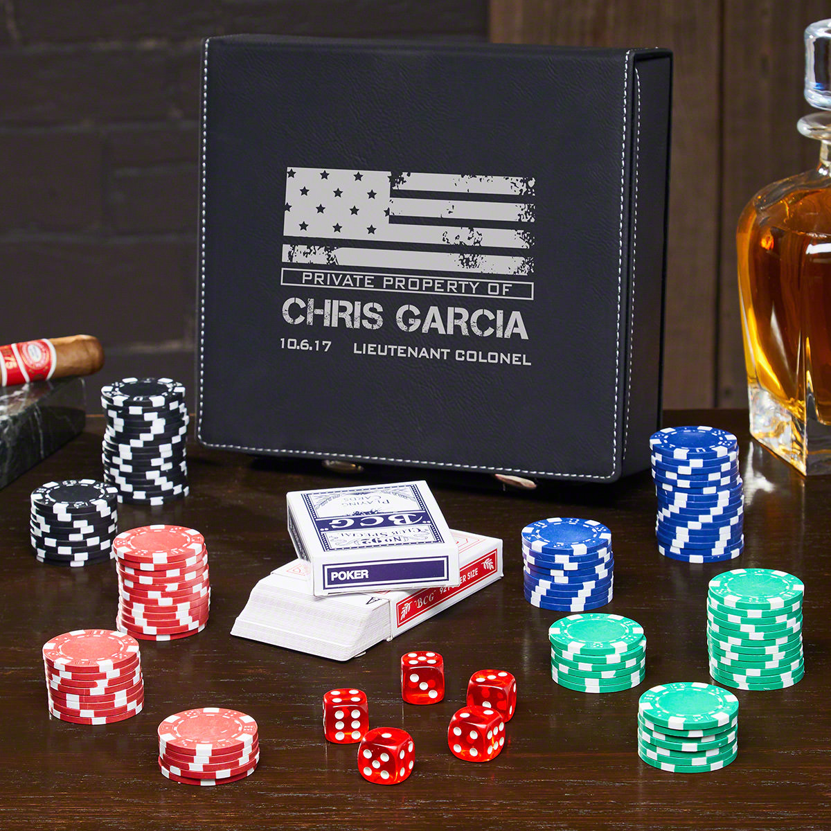 American Heroes Personalized Poker Set - Gift for Military