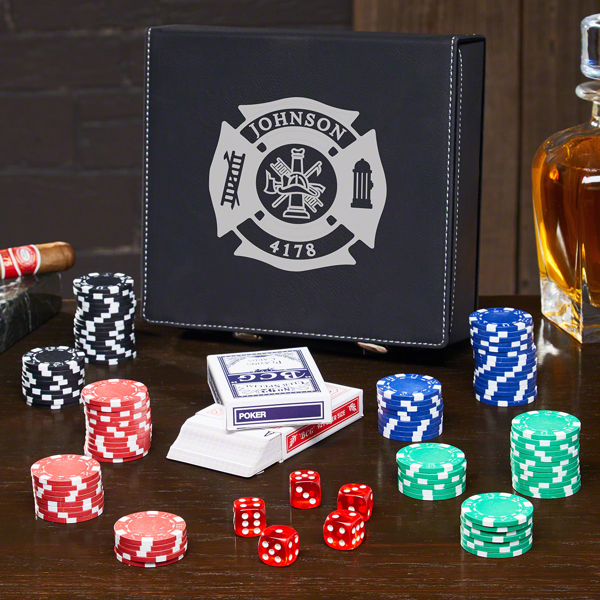 Fire & Rescue Custom Poker Set – Gift for Firefighters