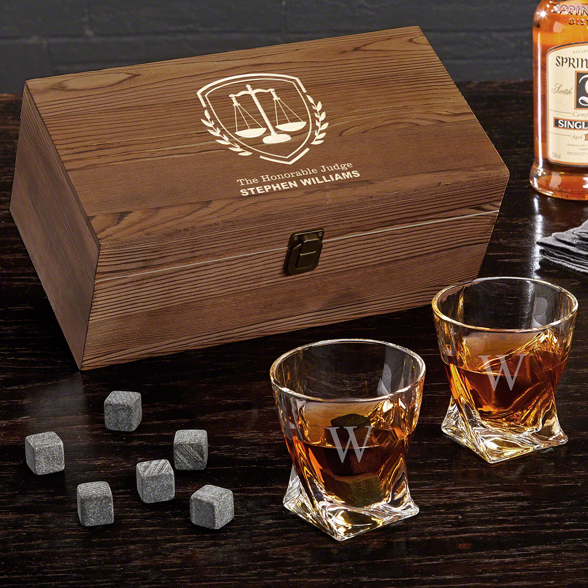 Liberty Scale Personalized Twist Whiskey Glasses Set - Judge Gift