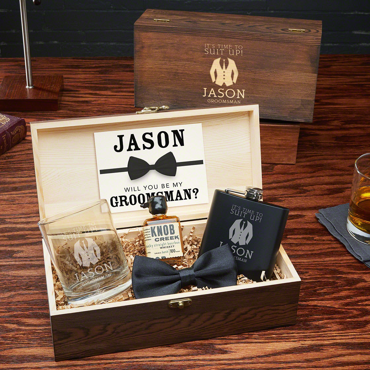 Suit Up Whiskey Custom Groomsman Gift Set