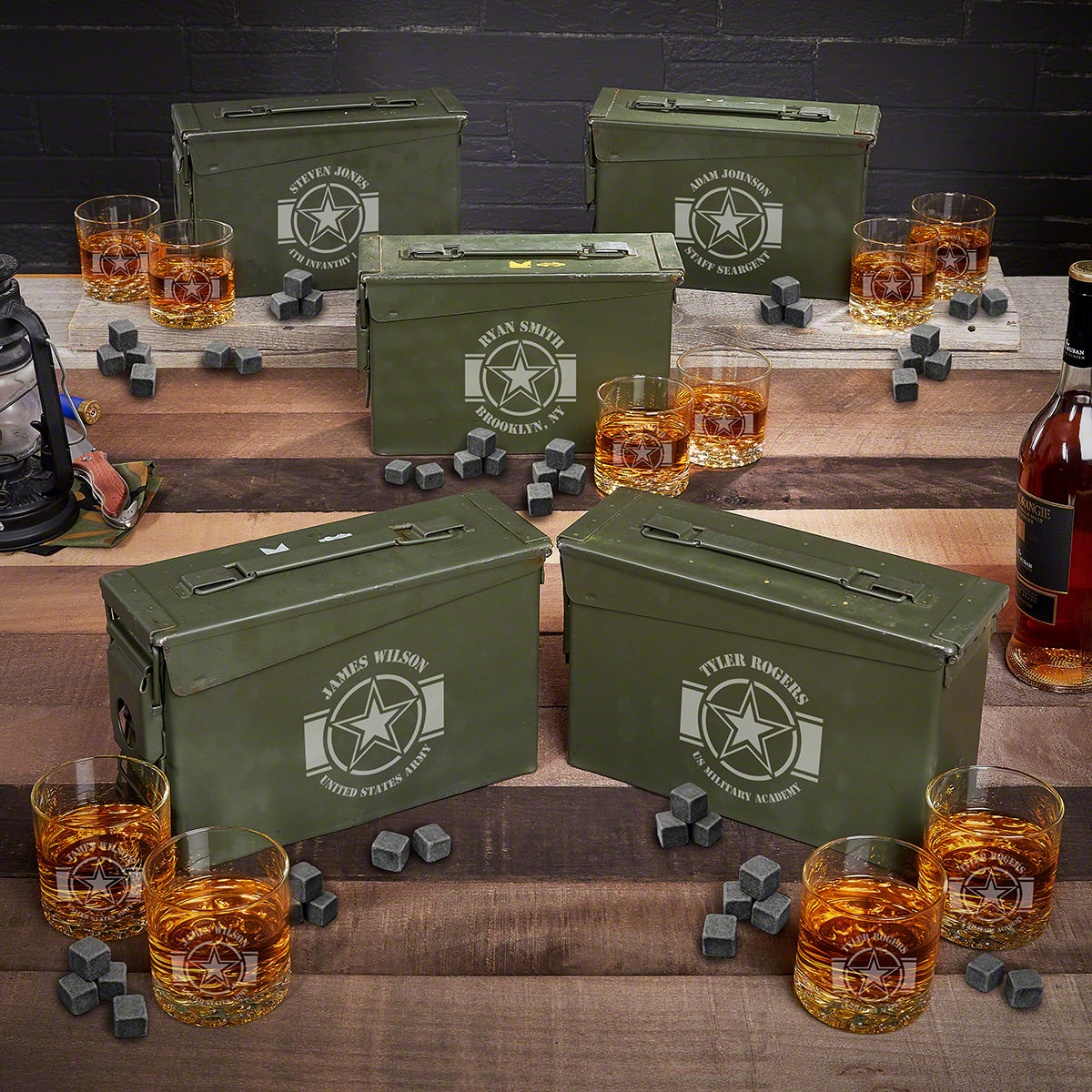 Army Strong Custom Ammo Can Sets for Army Graduation Gifts - Set of 5