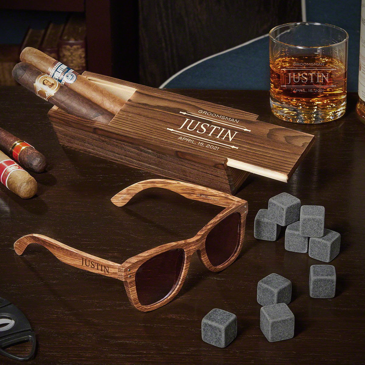 Stanford Personalized Cigar and Whiskey Groomsmen Gift Ideas
