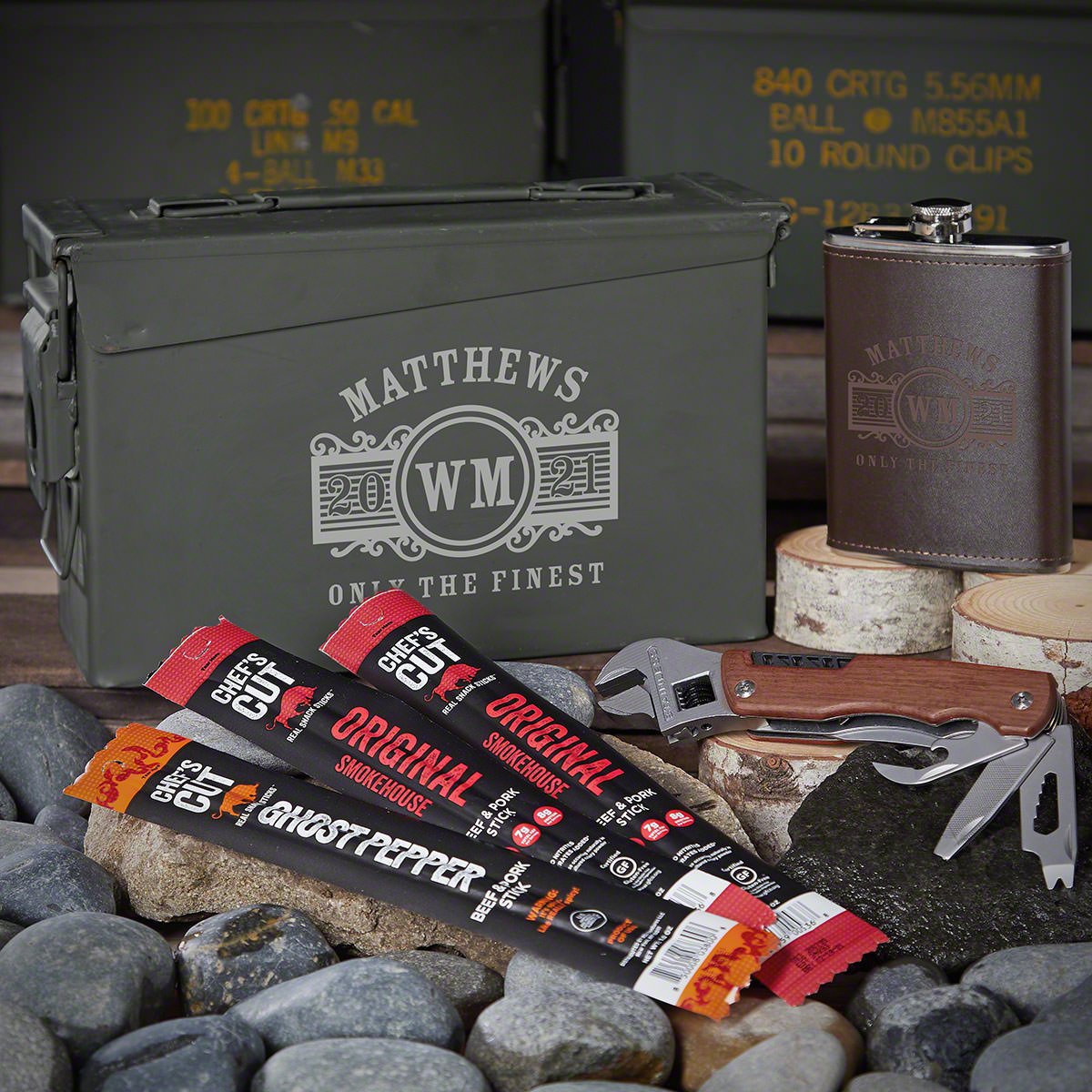 Marquee Personalized 30 Cal Ammo Can Set Gifts for Men