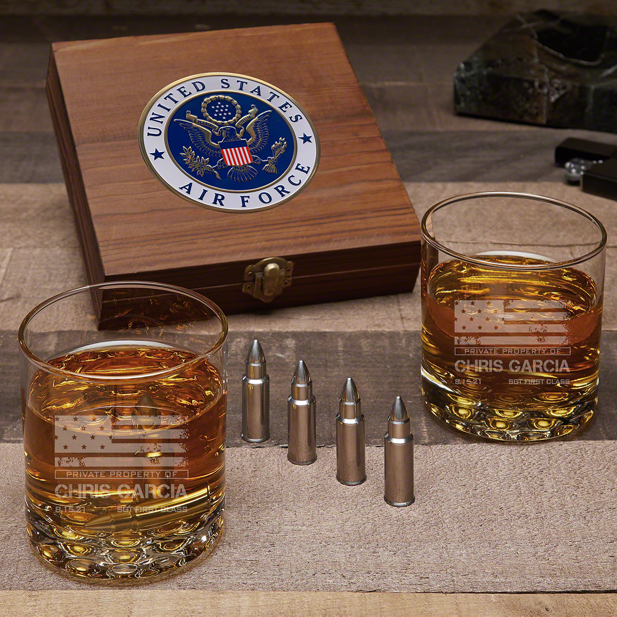 American Heroes Custom Bullet Whiskey Stone Set of Air Force Gifts