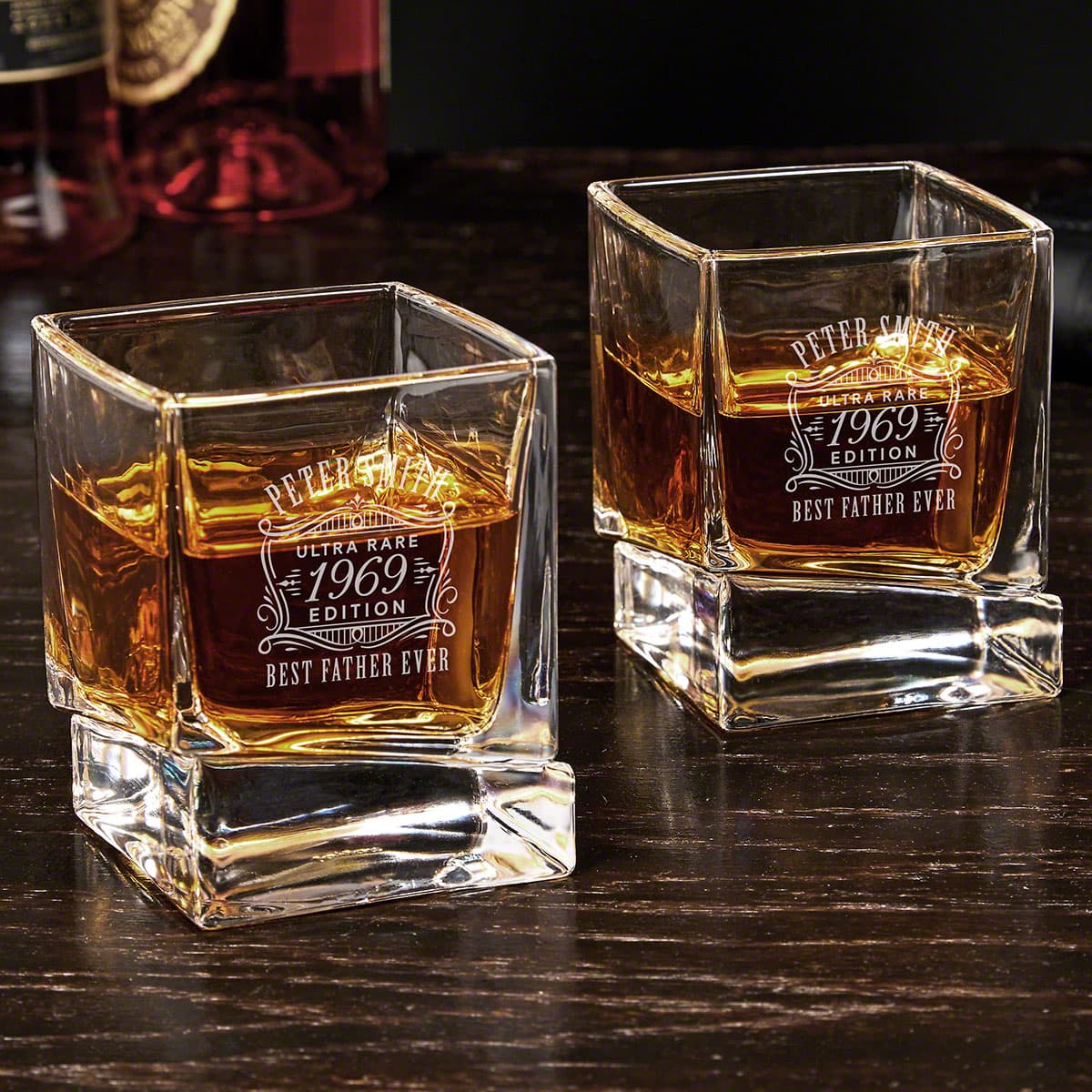 Ultra Rare Edition Engraved Pair of Yorke Whiskey Glasses
