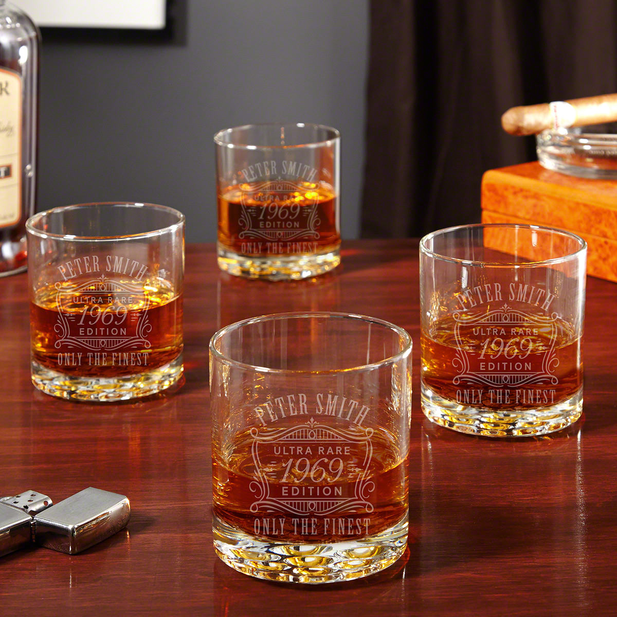 Ultra Rare Buckman Custom Whiskey Glasses, Set of 4