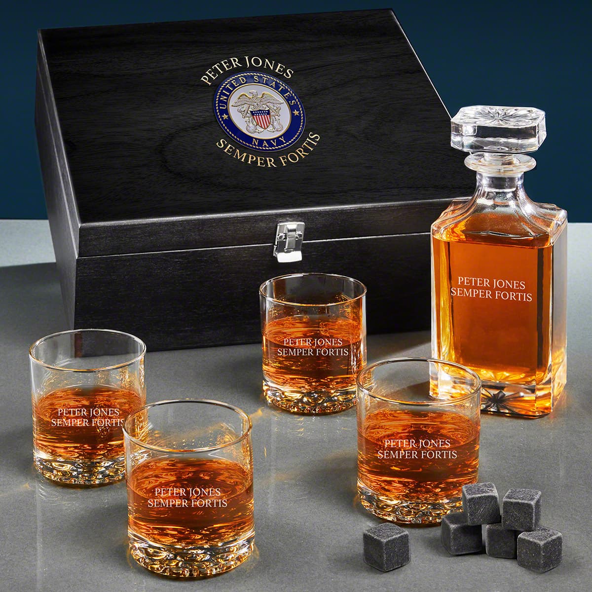 Navy Retirement Gifts Custom Carson Whiskey Box Set