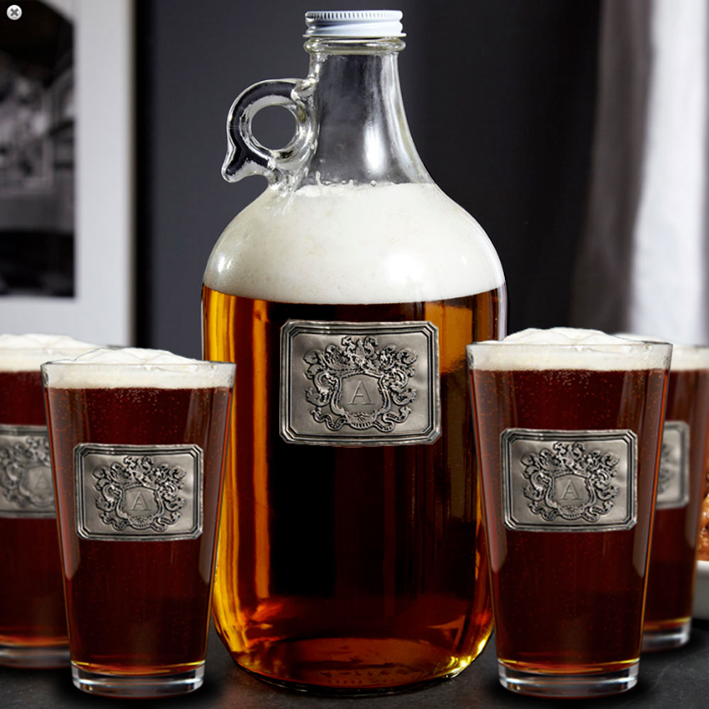 Royal Crested Growler And Beer Glass T Set