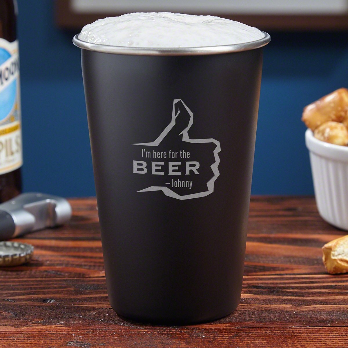 Here for the Beer Custom Stainless Steel Pint