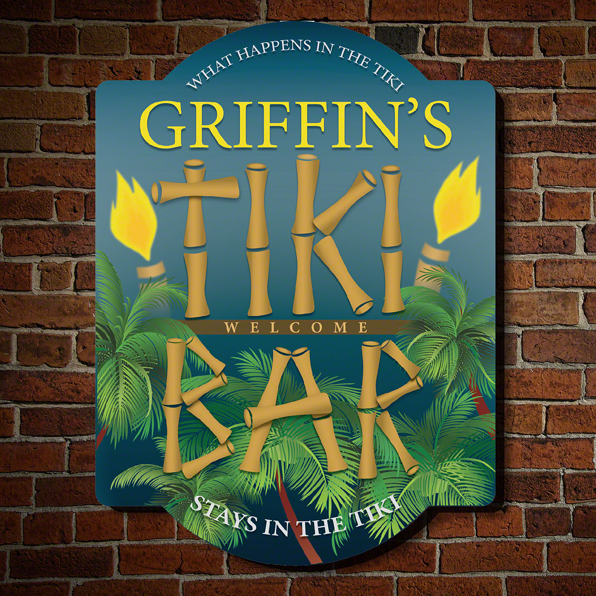Island Nights Personalized Tiki Bar Sign