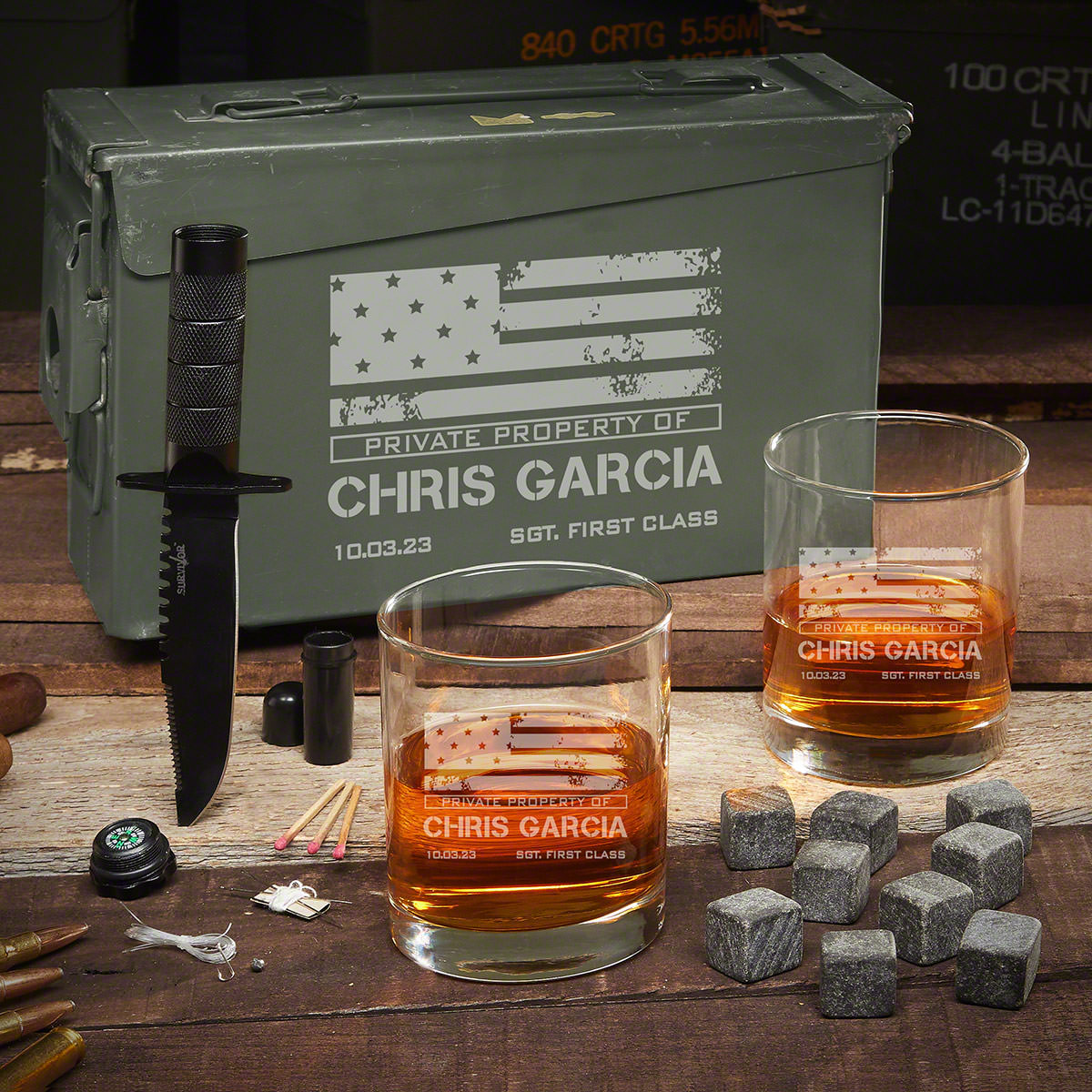 American Heroes 30 Caliber Personalized Military Gift Set