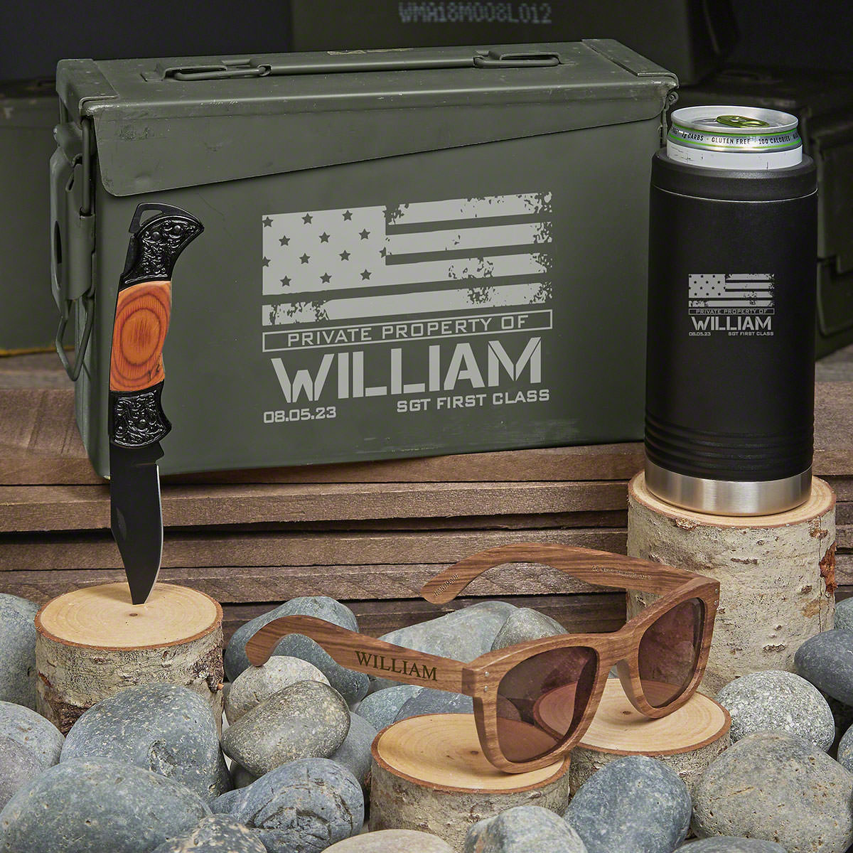 American Heroes Personalized Military Gifts .30 Cal Black Cooler Set