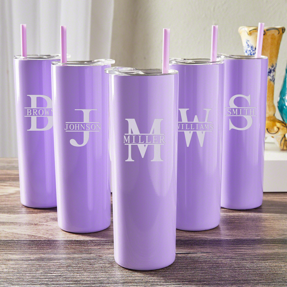 Bridesmaid Gifts Set of 5 Purple Oakmont Custom Tumblers