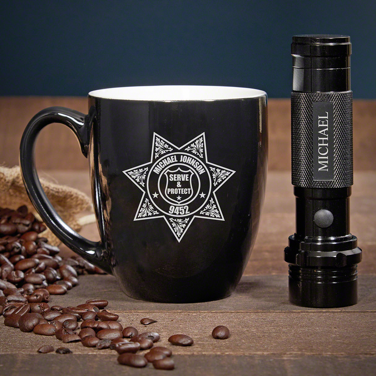Custom Police Officer Gift Coffee Set Serve & Protect