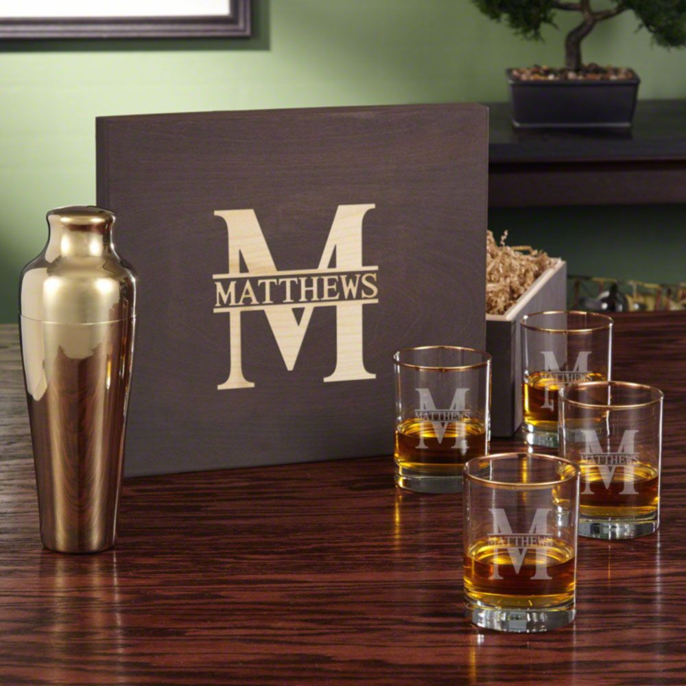 Oakmont Gold Whiskey Gift Set with Cocktail Shaker