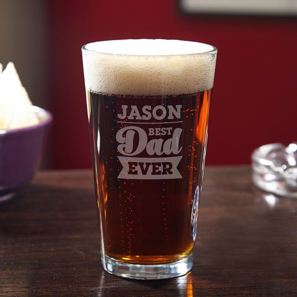 Father's Day Best Dad Ever Since 1958 Etched Pint Glass 