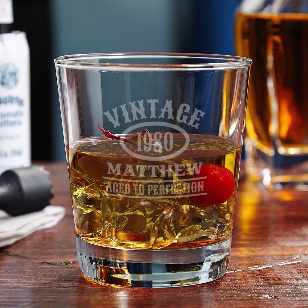 Aged to Perfection Personalized On the Rocks Glass