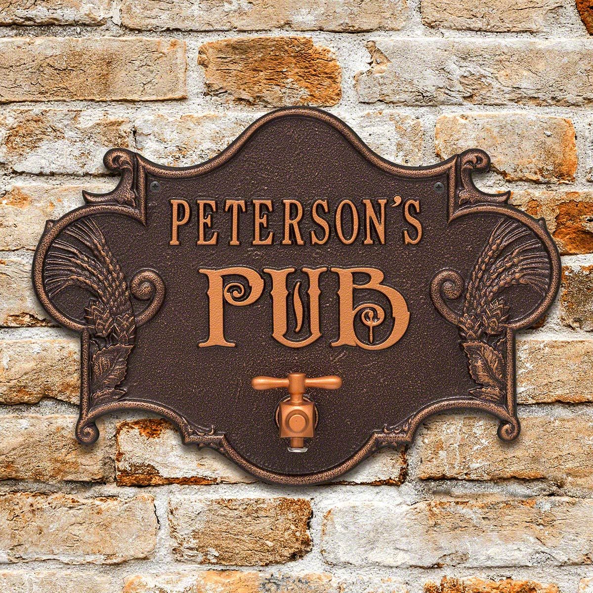 Hops & Barley Personalized Beer Pub Plaque - 7 Color Options