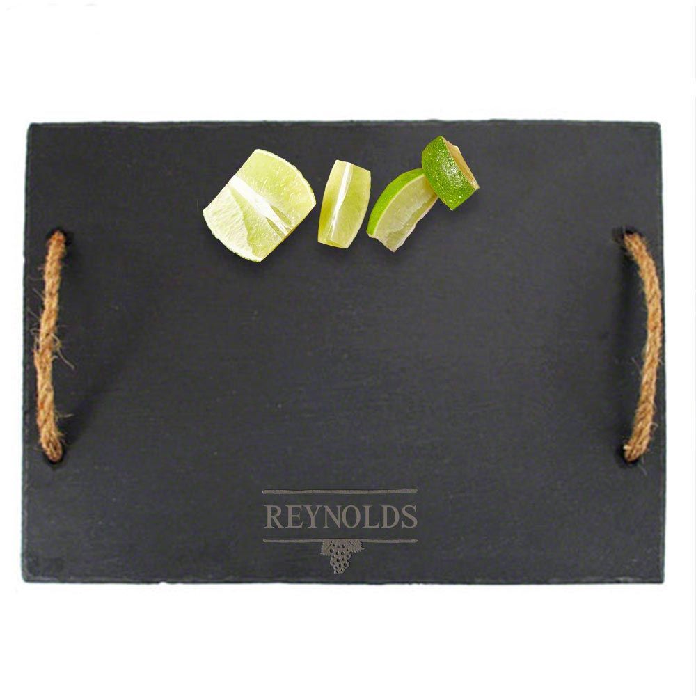 Personalized Svelte Slate Cheese Board with Rope Handles