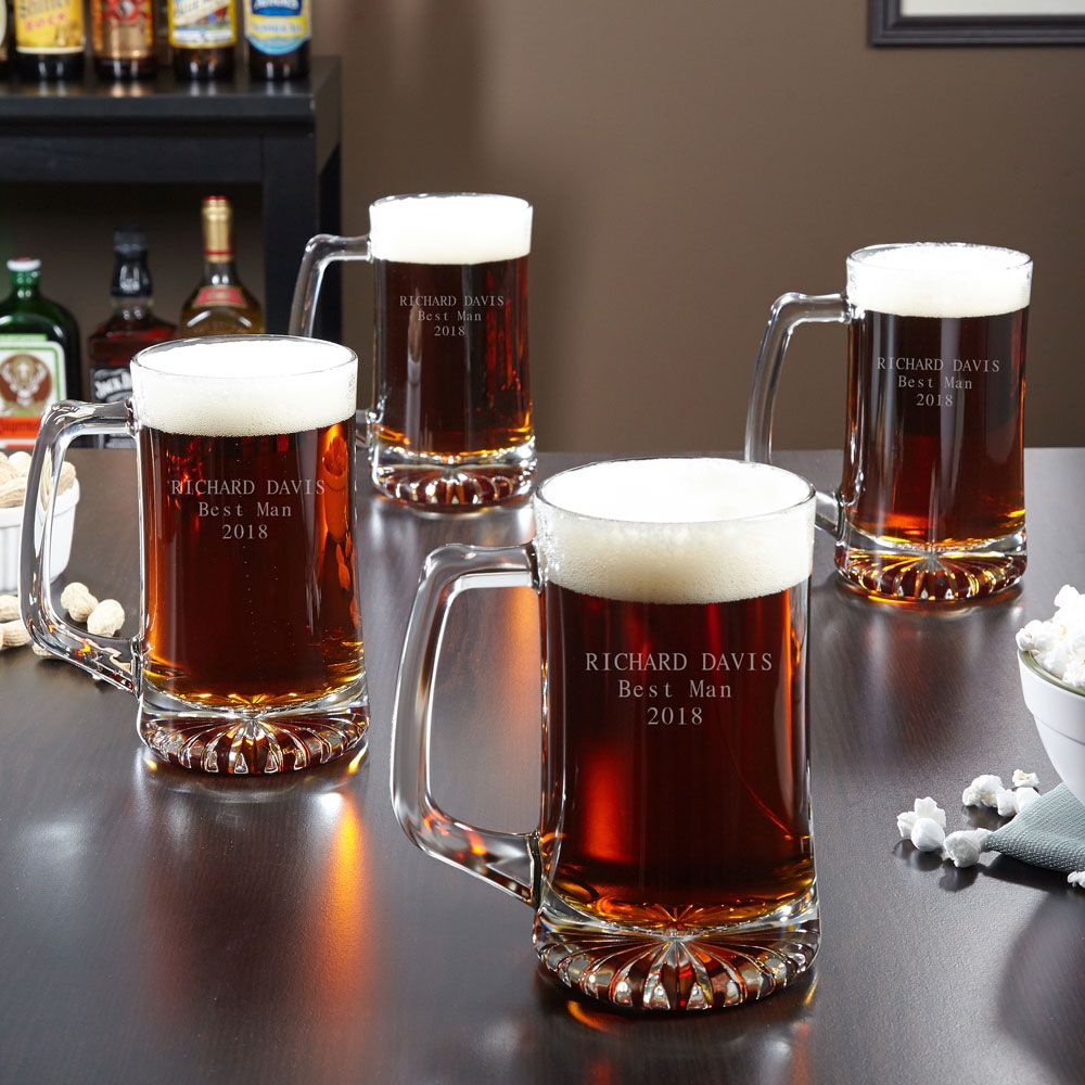 Personalized Beer Mugs, Set of 4 - 25 oz