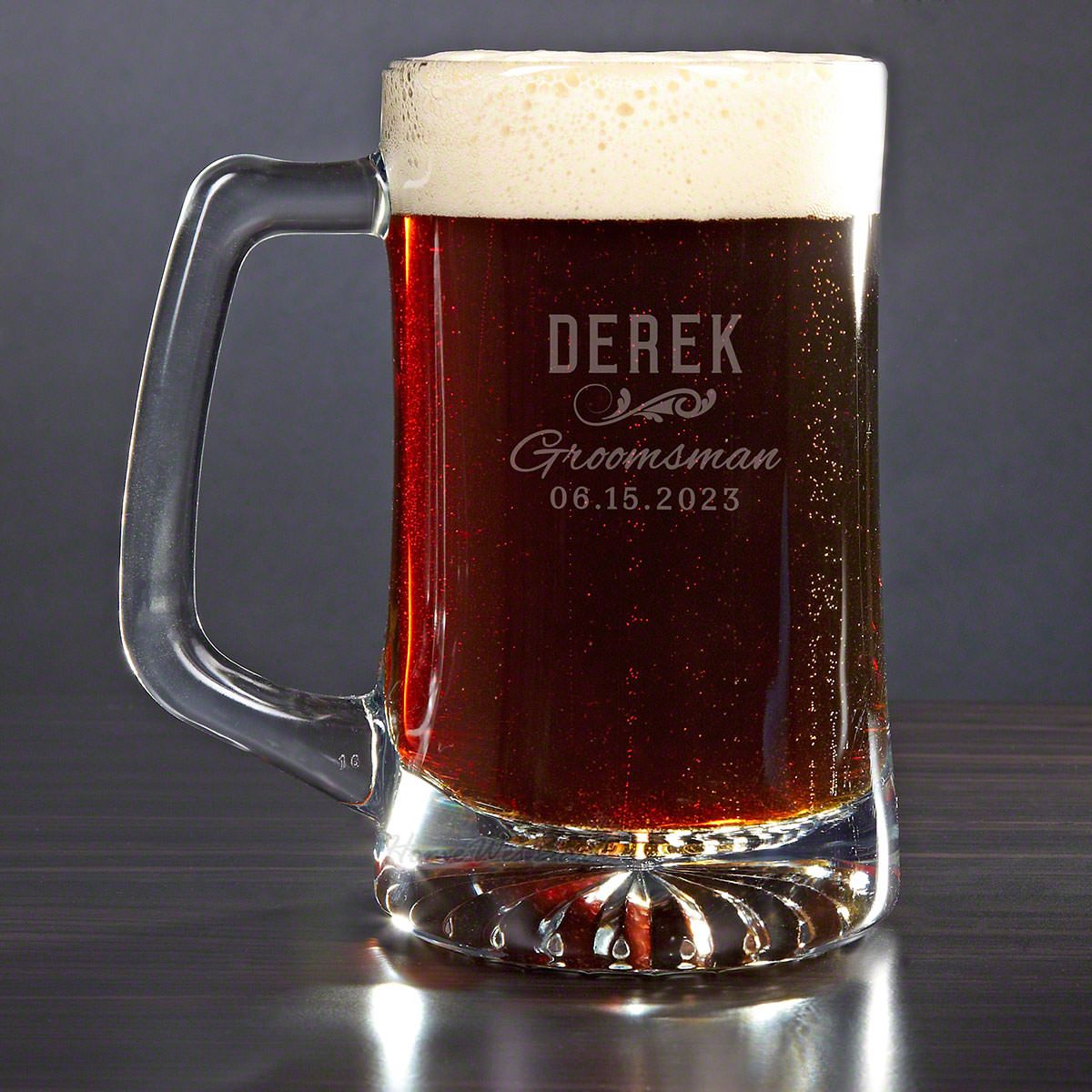 Groomsman Personalized Engraved 26oz Glass Beer Mug Stein Tankard Bridal 