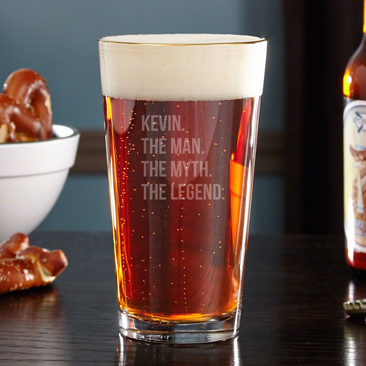 The Man The Myth The Legend Gold Rim Custom Beer Glass