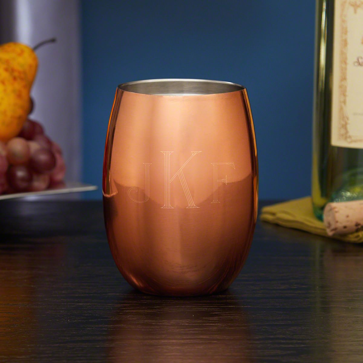 Classic Monogram Engraved Copper Wine Glass