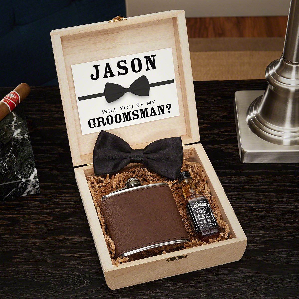 Groomsman Cigar Box Gifts for him Groom Wedding Godfather Bachelor Officiant Groomsman Gift Groomsman Cigar Gifts