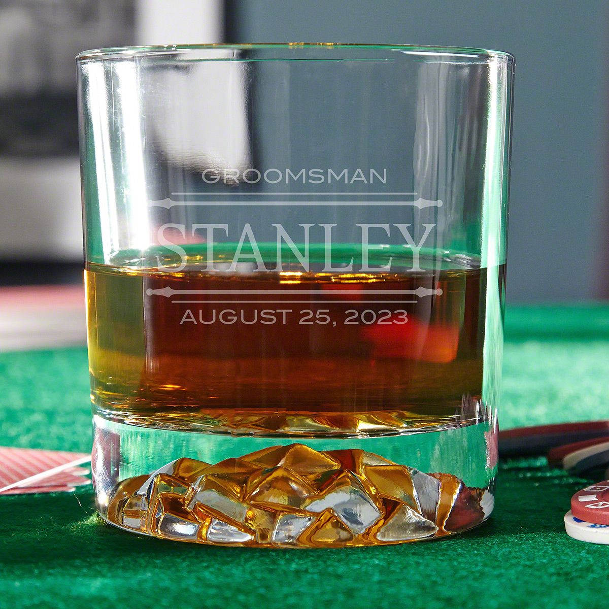 Stanford Engraved Whiskey Glass Unique Groomsmen Gift Idea