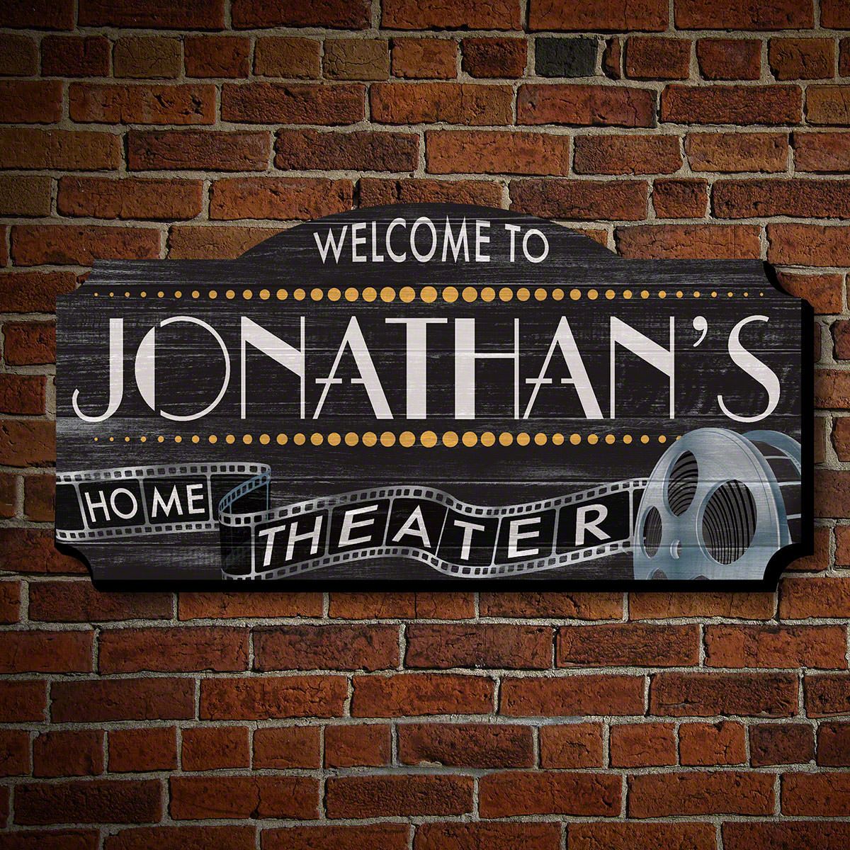 Your boyfriend can spend most of his leisure time watching movies and sometimes even forget you! He may not realize how much he’s really indulging himself in this hobby, so let him know that in a funny way with this custom home theater sign. Add a vintage look to his own space by displaying this sign painted with his name on the room door. Not only him, but it’ll also make all his family members and friends entering his room laugh to tears.