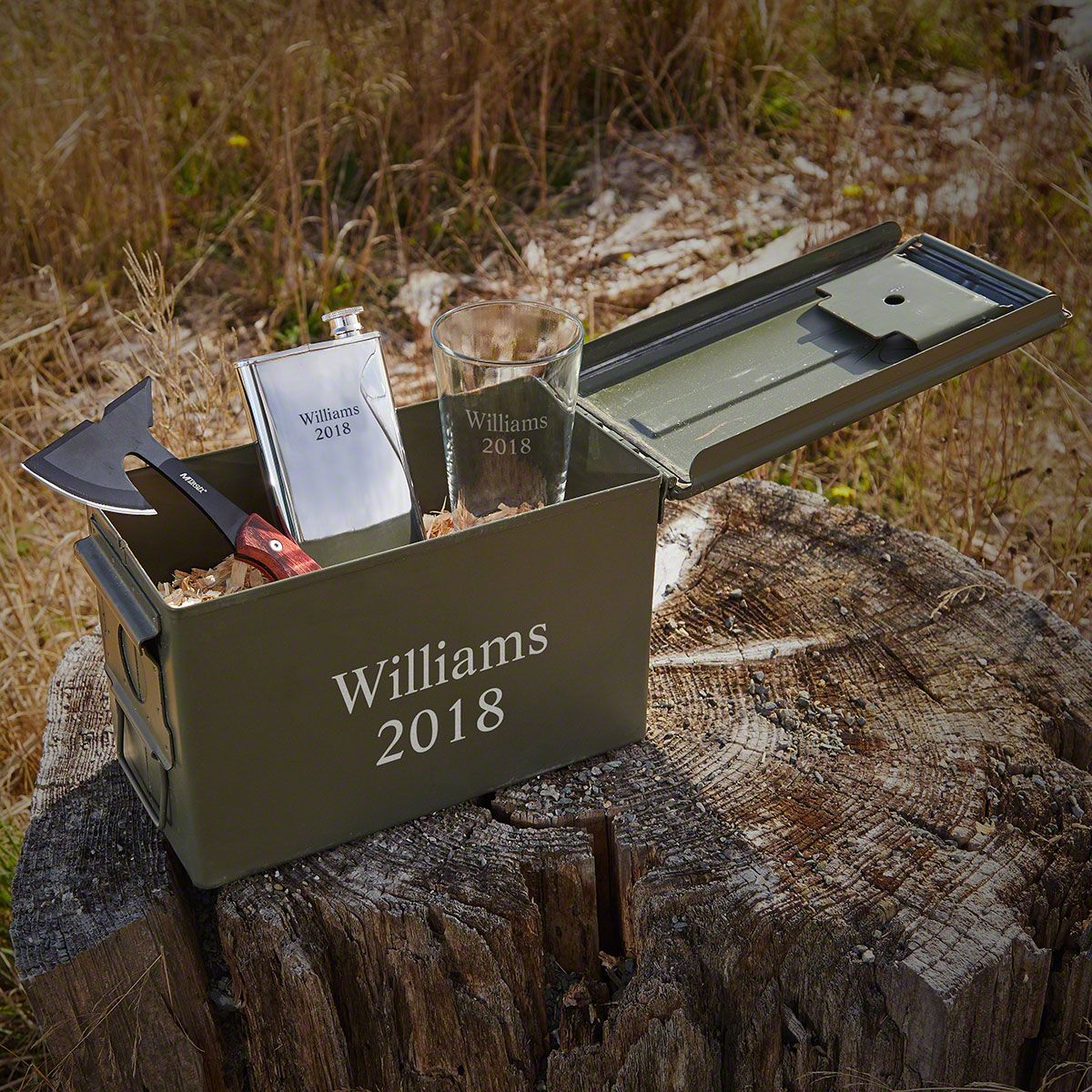 Hatchet and 50-Caliber Ammo Can Personalized Gift for Him