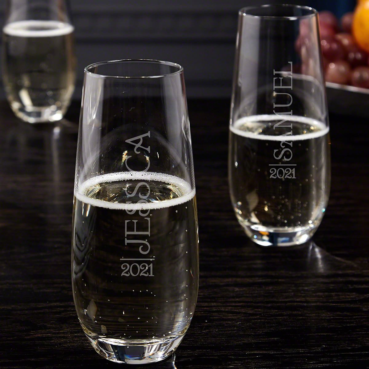 Jubilation Stemless Personalized Champagne Flutes Set of 2