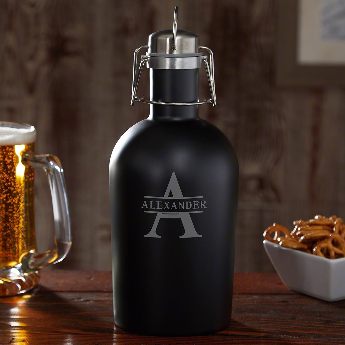 Stainless Steel Personalized Etched Custom Message Insulated Beer Growler 64oz Keg