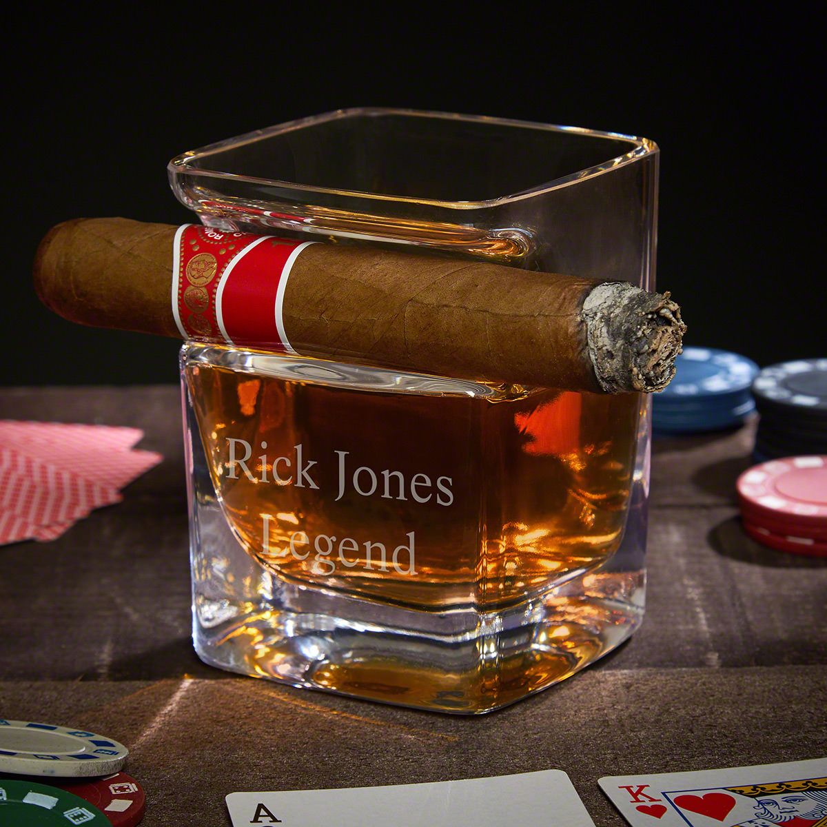 Personalized Whiskey Cigar Glass Holder