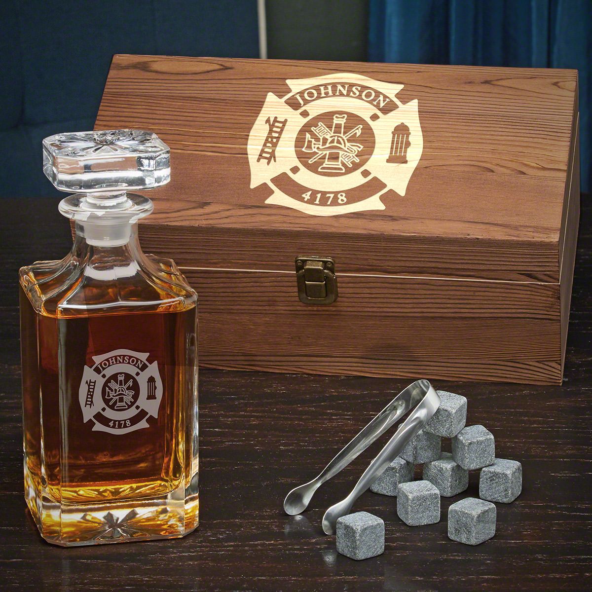 Fire & Rescue Custom Carson Decanter Gift Set for Firefighters