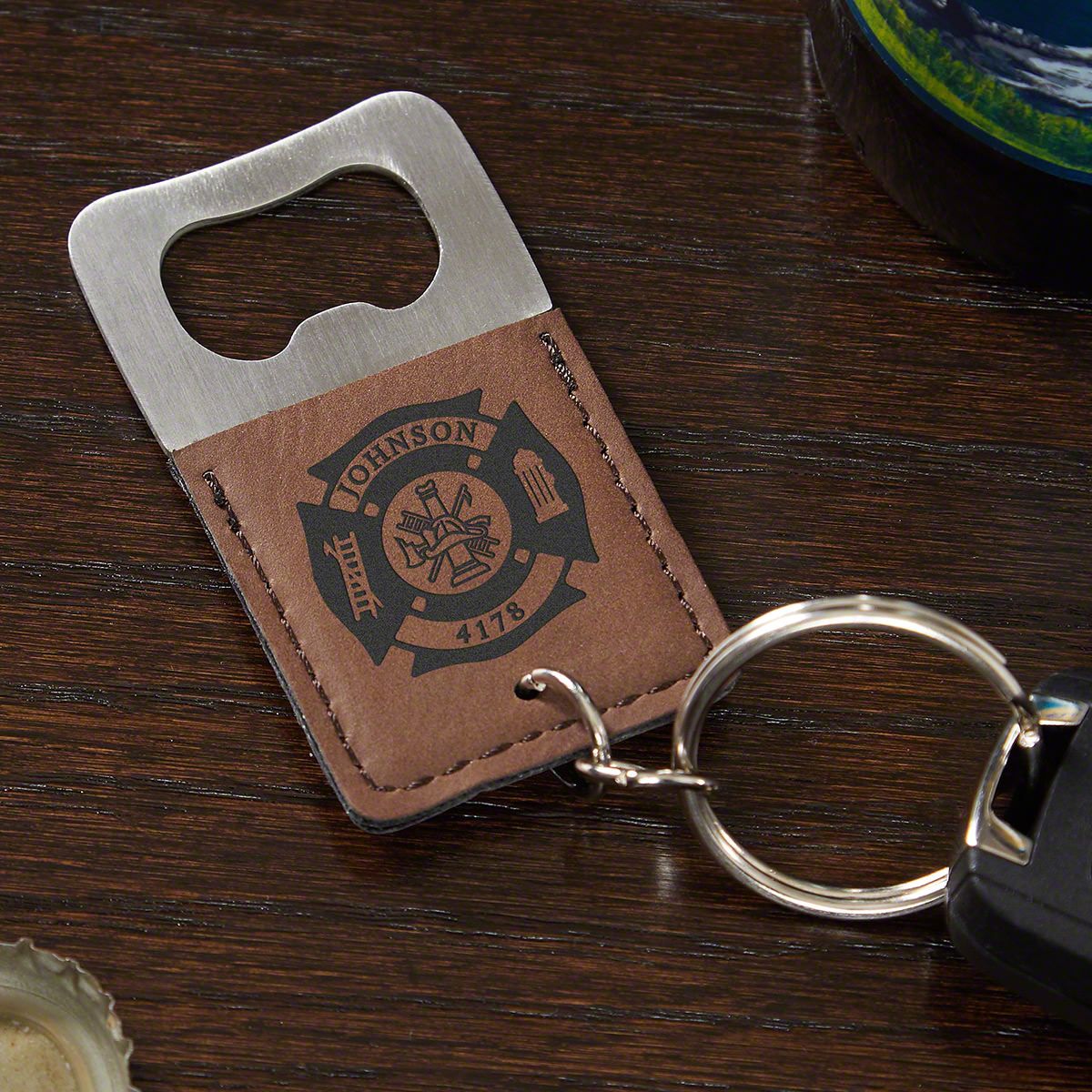 KEY CHAIN WITH BOTTLE OPENER AND TWIST OFF CAP ALSO 