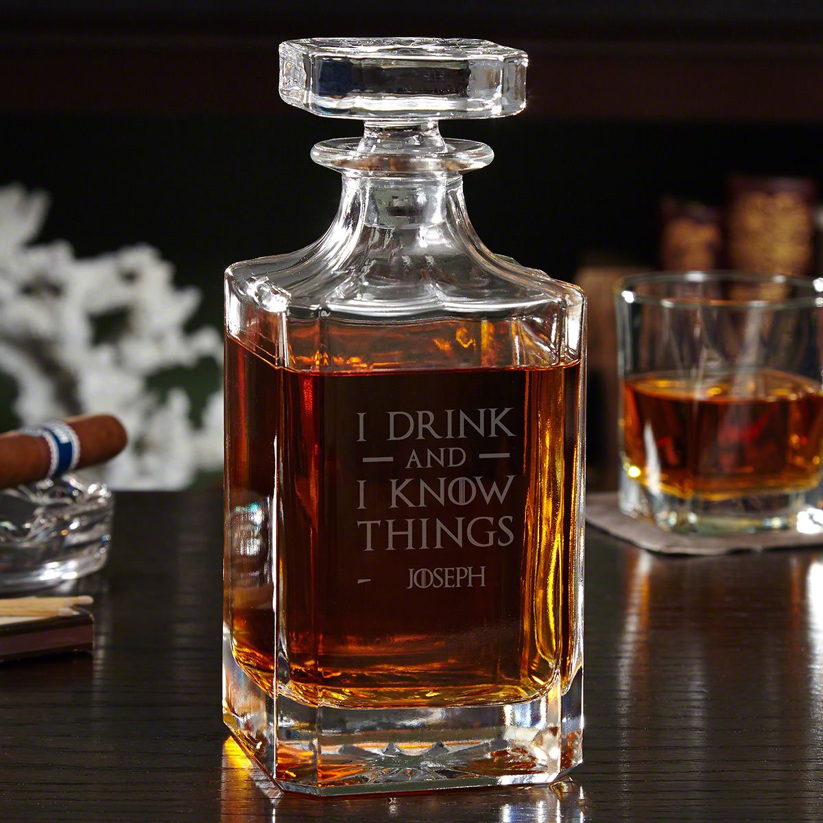 I Drink & I Know Things Carson Personalized Decanter